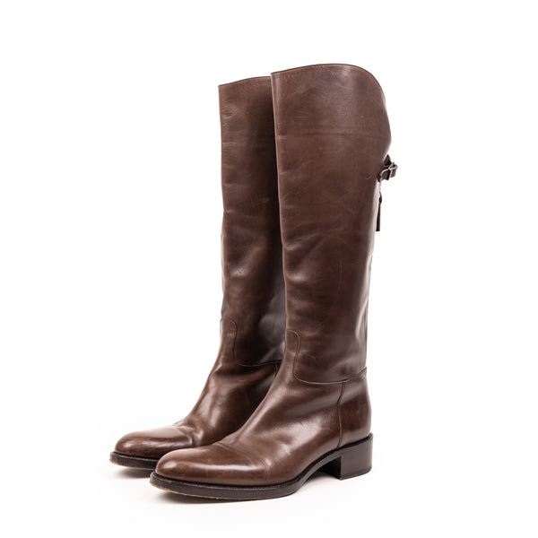 Sartore Brown Leather Knee Boots 37