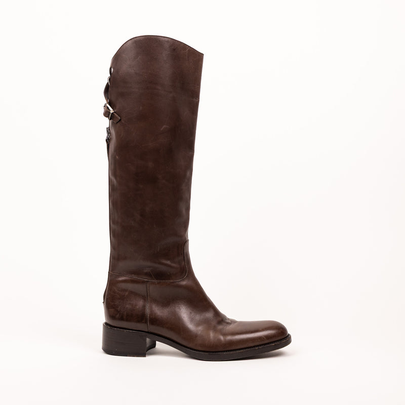 Sartore Brown Leather Knee Boots 37