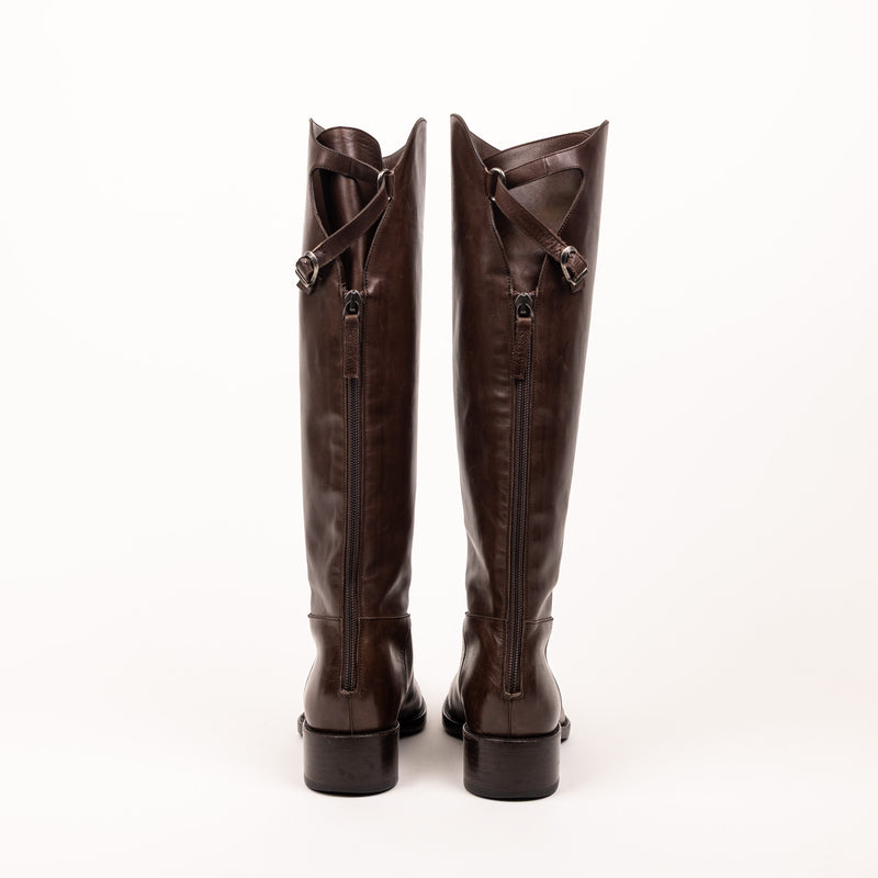 Sartore Brown Leather Knee Boots 37