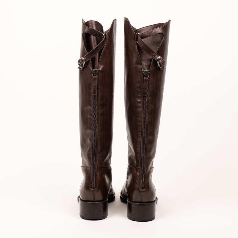 Sartore Brown Leather Knee Boots 37