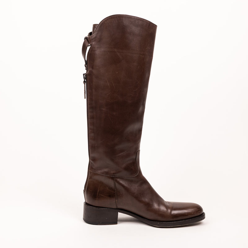 Sartore Brown Leather Knee Boots 37