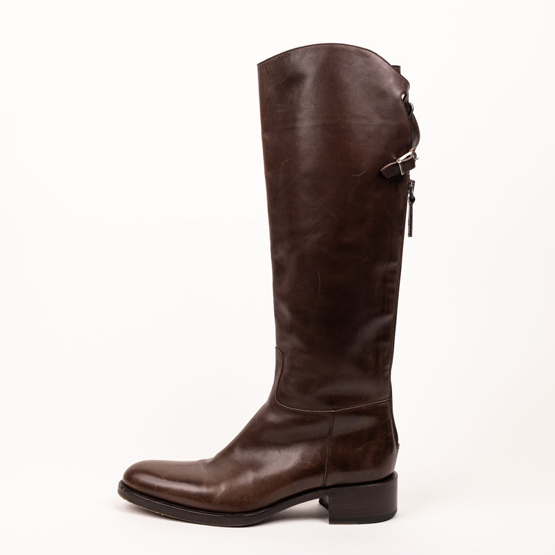 Sartore Brown Leather Knee Boots 37