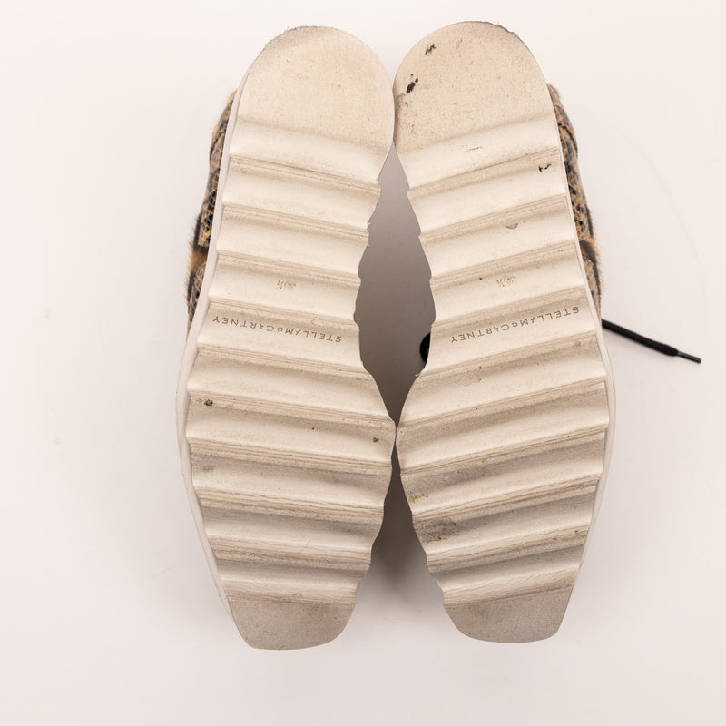 Stella McCartney Tan Wood Animal Print Platform Shoes Size 36.5