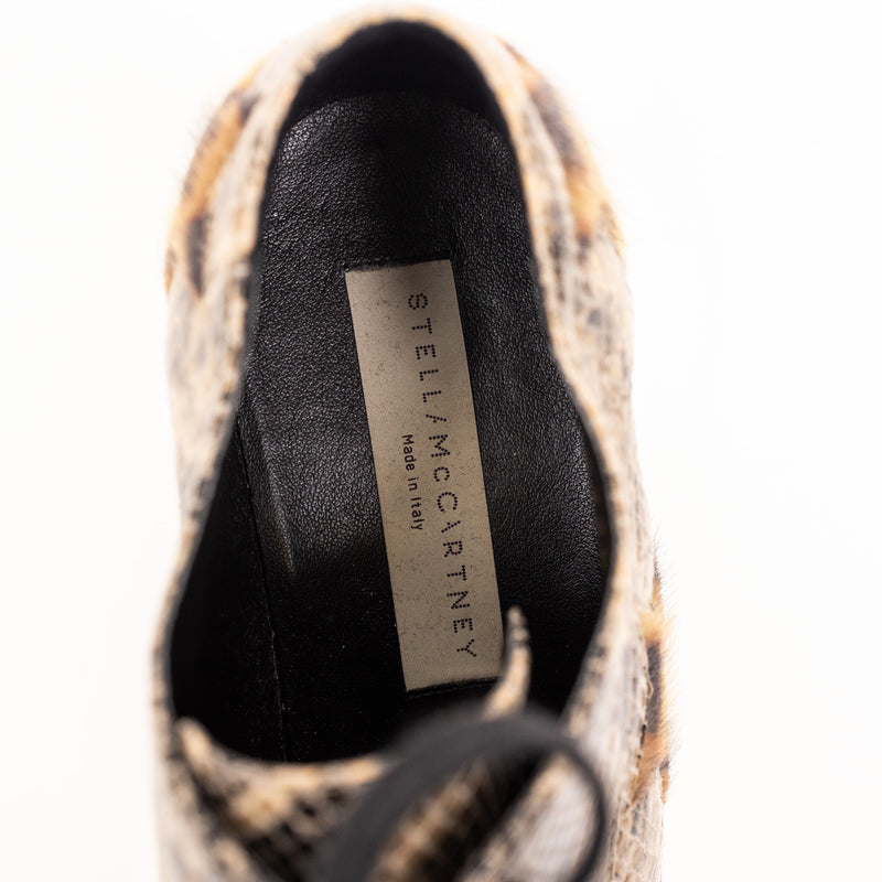 Stella McCartney Tan Wood Animal Print Platform Shoes Size 36.5