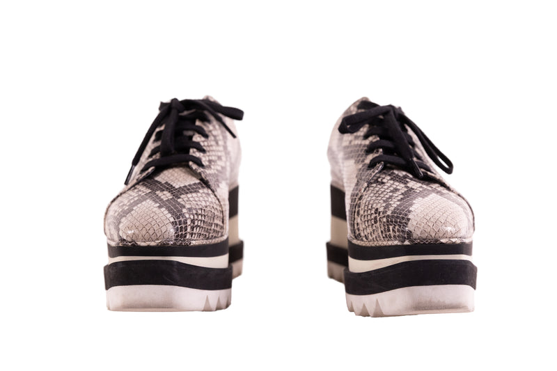 Stella McCartney Tan Black Croc Embossed Platform Shoes Size 35.5