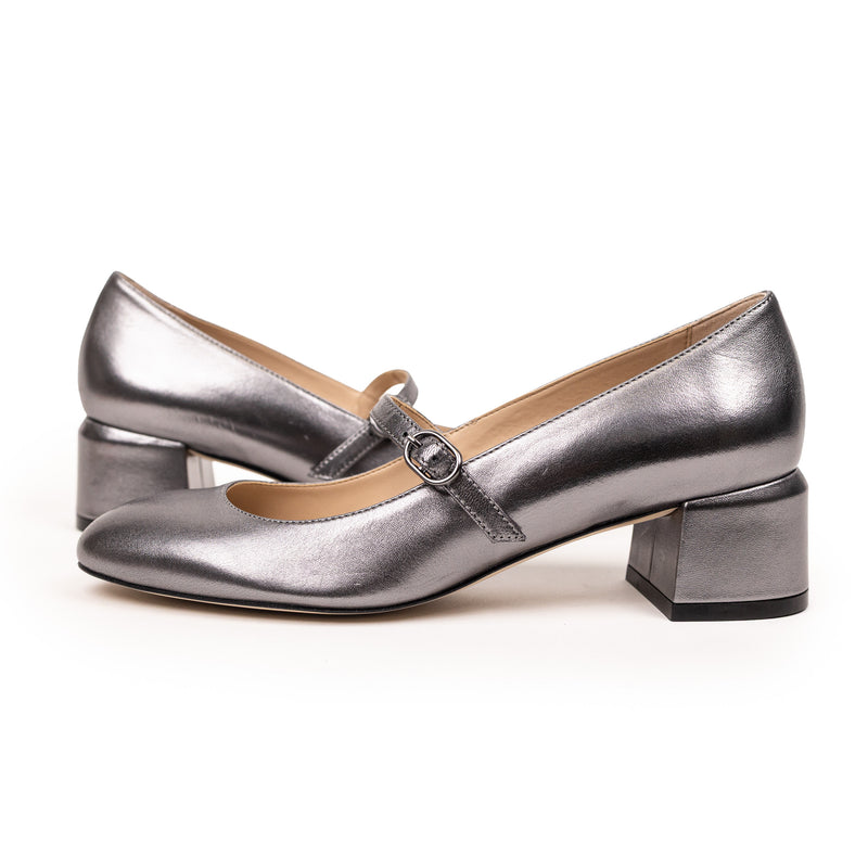 Stuart Weitzman Silver Block Heel Mary Jane Size 7