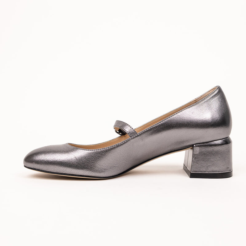 Stuart Weitzman Silver Block Heel Mary Jane Size 7