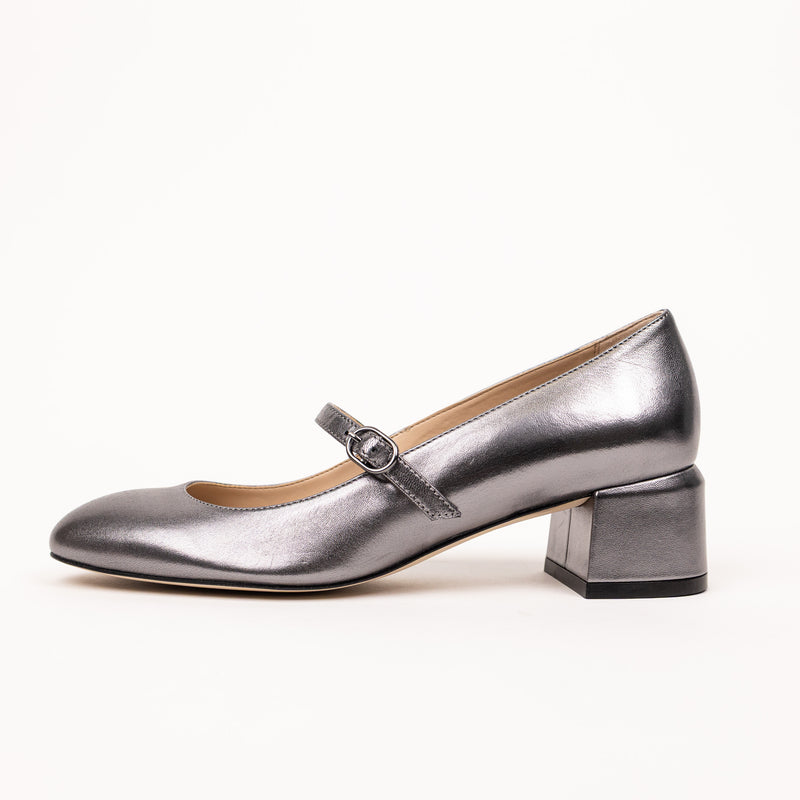 Stuart Weitzman Silver Block Heel Mary Jane Size 7