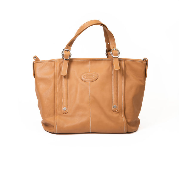 Tod's Brown Smooth Untreated Calfskin Leather Tote Bag