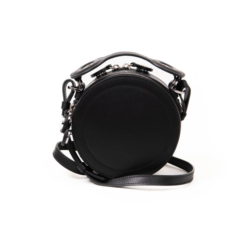 Carven Black Leather Round Crossbody Handbag