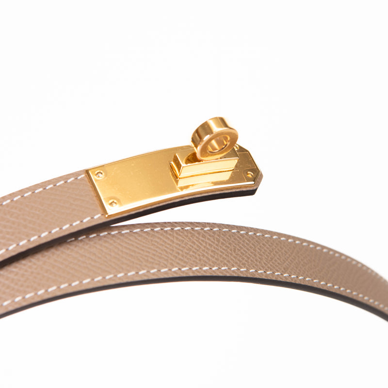 Hermes Etoupe Leather Kelly Gold Belt