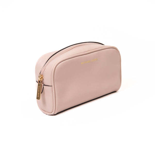 Michael Kors Beige Pink Leather Make Up Pouch