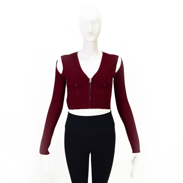 McQ By Alexander McQueen Burgundy Cut Out Cardigan Size XS