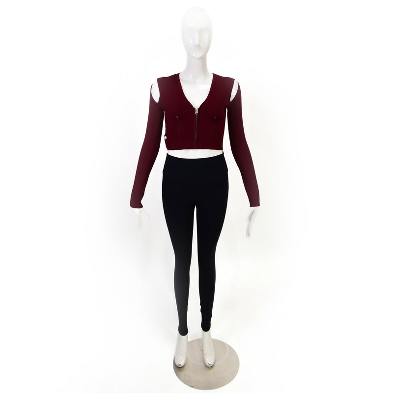 McQ By Alexander McQueen Burgundy Cut Out Cardigan Size XS