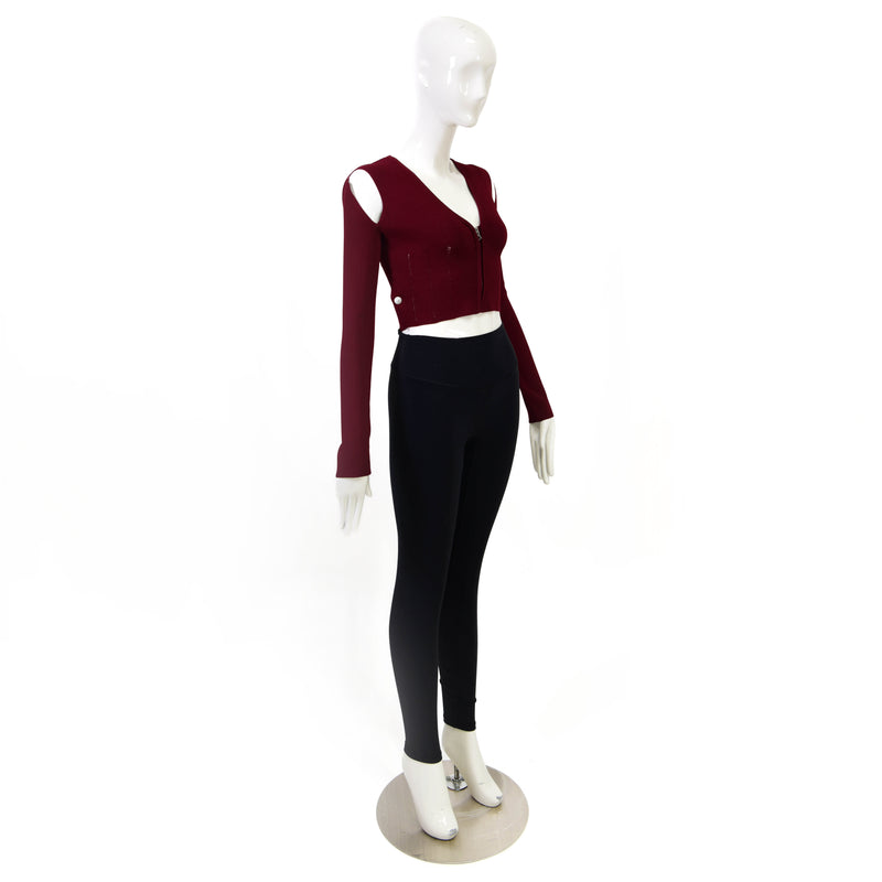 McQ By Alexander McQueen Burgundy Cut Out Cardigan Size XS