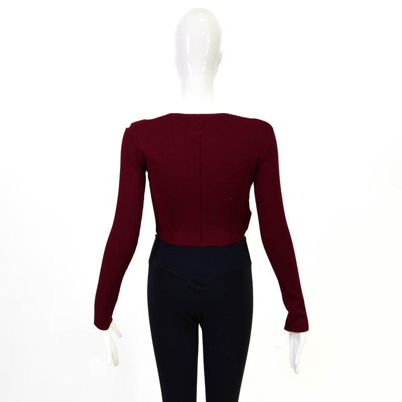 McQ By Alexander McQueen Burgundy Cut Out Cardigan Size XS