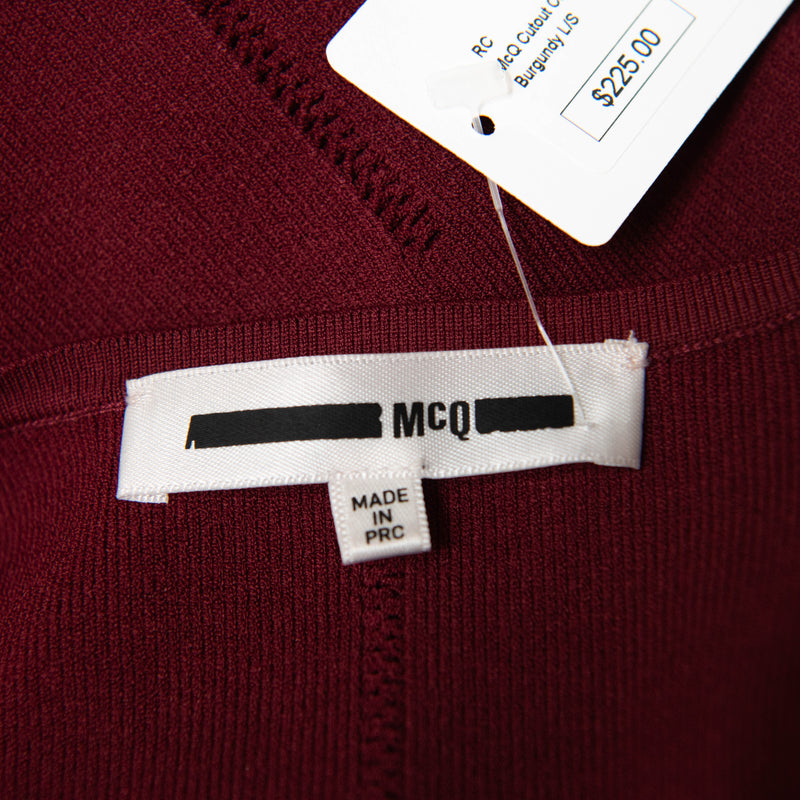 McQ By Alexander McQueen Burgundy Cut Out Cardigan Size XS