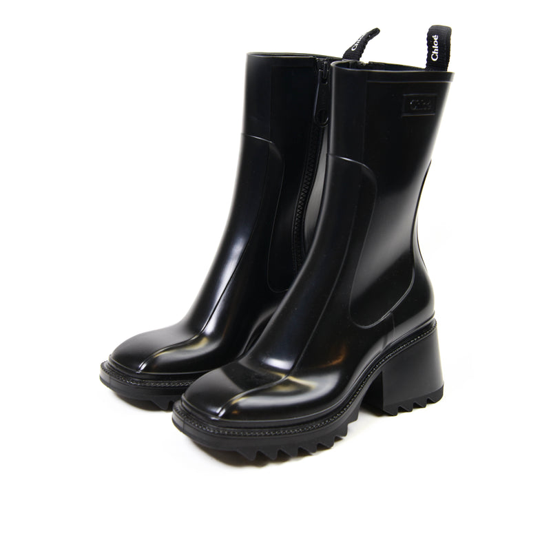 Chloe Black Rubber Betty Rain Boots Size 38