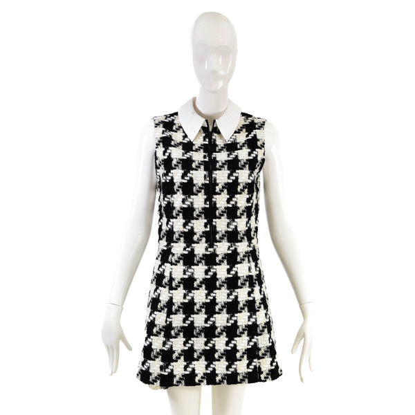 Alice & Olivia Ellis Black & White Houndstooth Tweed Dress Size 12