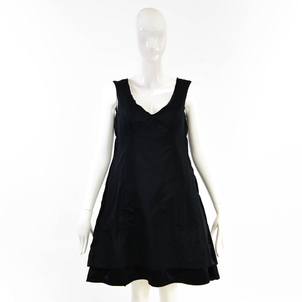 Louis Vuitton Black Satin Short Sleeve Dress Size 38