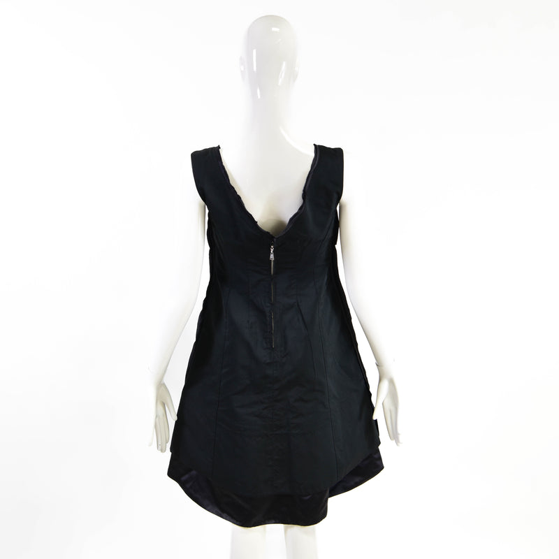 Louis Vuitton Black Satin Short Sleeve Dress Size 38