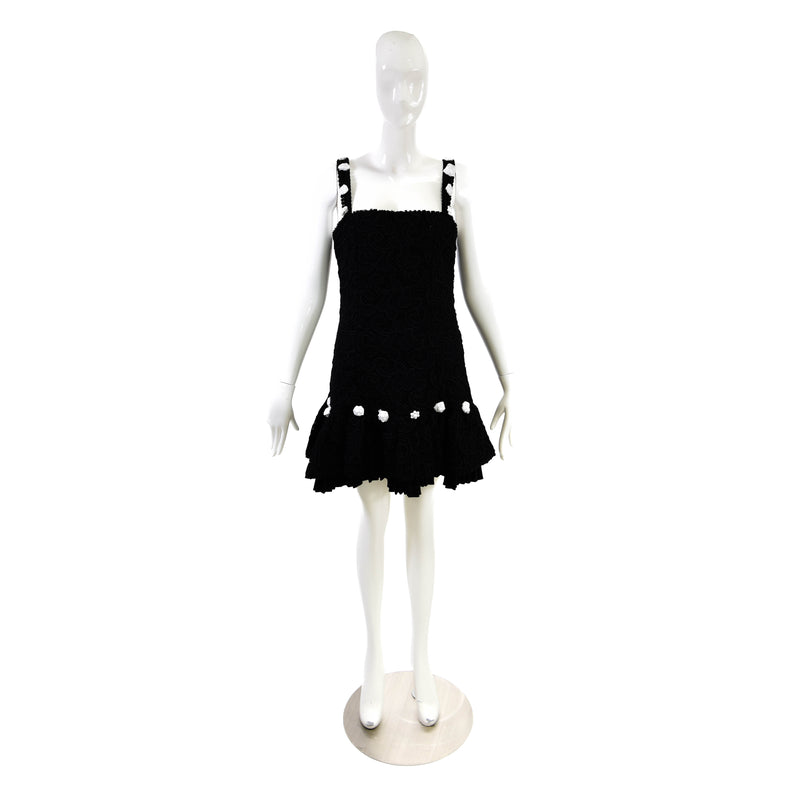 Alexis Black & White Silk Alexis Embroidered Dress Size S