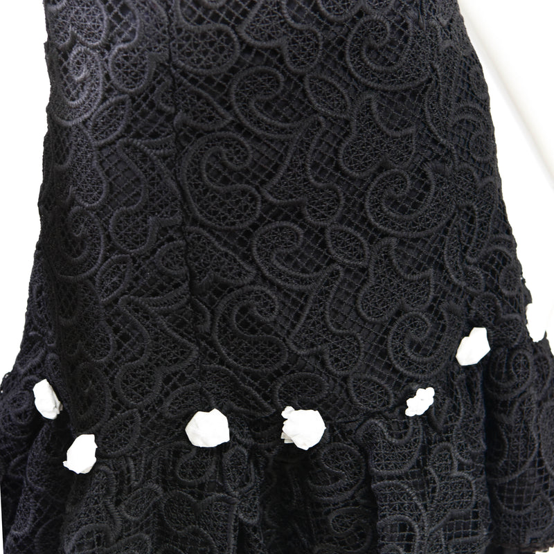 Alexis Black & White Silk Alexis Embroidered Dress Size S