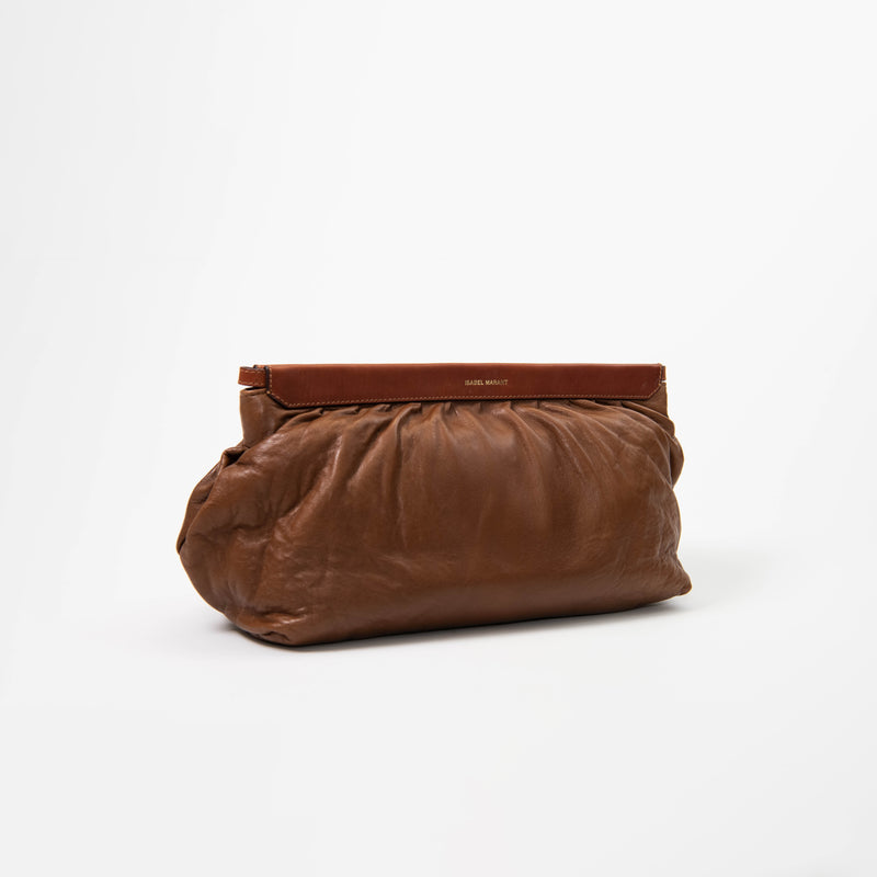 Isabel Marant Brown Tan Leather Luz Zipper Clutch Bag