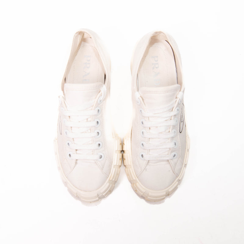 Prada White Nylon Gabardine Low Top Sneakers Size 36