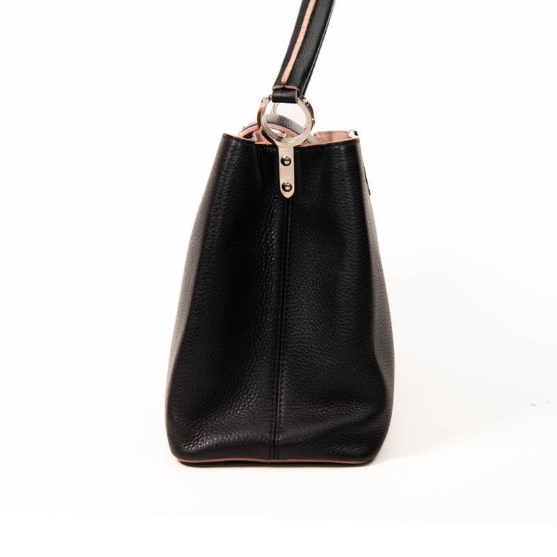 Louis Vuitton Black & Pink Taurillon Leather Capucines MM Bag