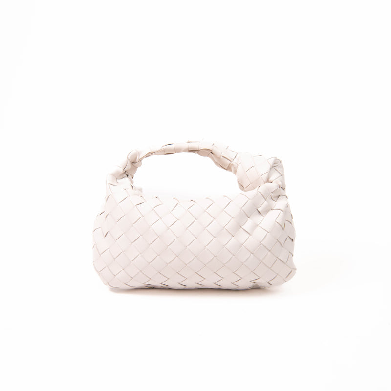 Bottega Veneta White Woven Leather Mini Jodie Bag