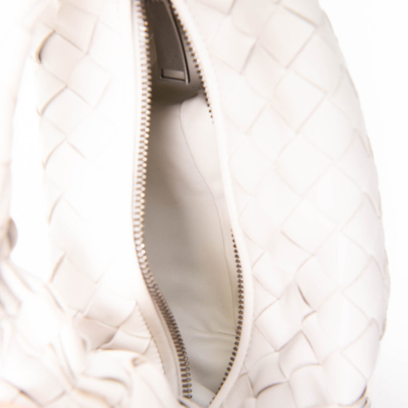 Bottega Veneta White Woven Leather Mini Jodie Bag