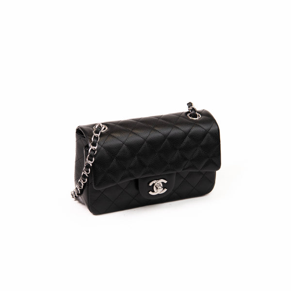 Chanel Black Caviar Quilted Mini Rectangular Flap Bag