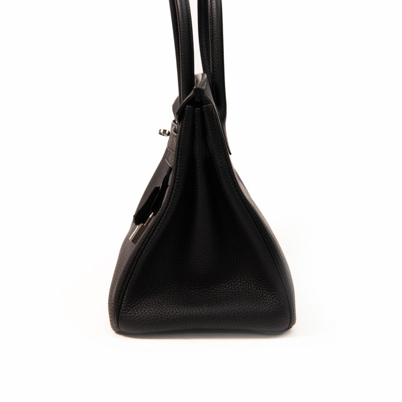 Hermes Black Togo Leather 30cm Birkin Tote Bag  Palladium Hardware