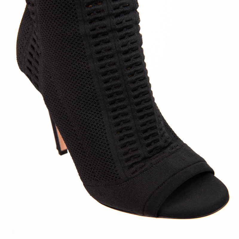 Gianvito Rossi Black Knit Fabric Vires Open Toe Ankle Booties Size 38.5