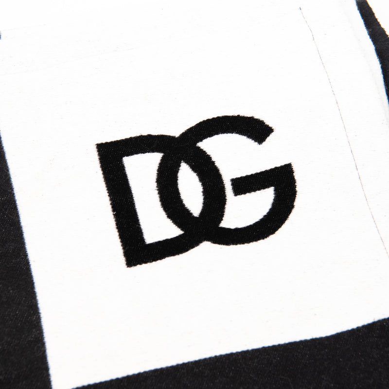 Dolce & Gabbana Black & White Logo Cotton Throw or Blanket