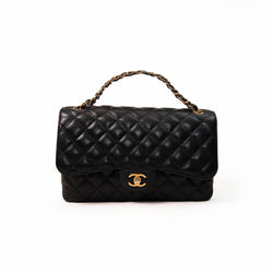 Chanel Black Caviar Leather Classic Jumbo Double Flap Gold Hardware