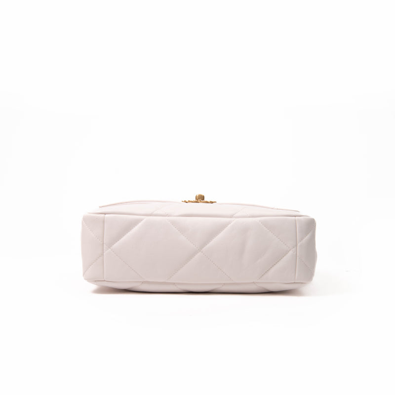 Chanel White Lambskin Quilted Medium Chanel 19 Flap