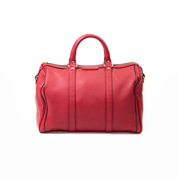 Gucci Red Calfskin Microguccissima Trim Medium Boston Shoulder Bag
