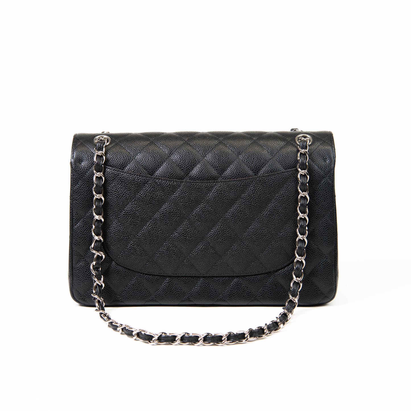 Chanel Black Quilted Caviar Leather Jumbo Classic Double Flap Shoulder Bag GHW