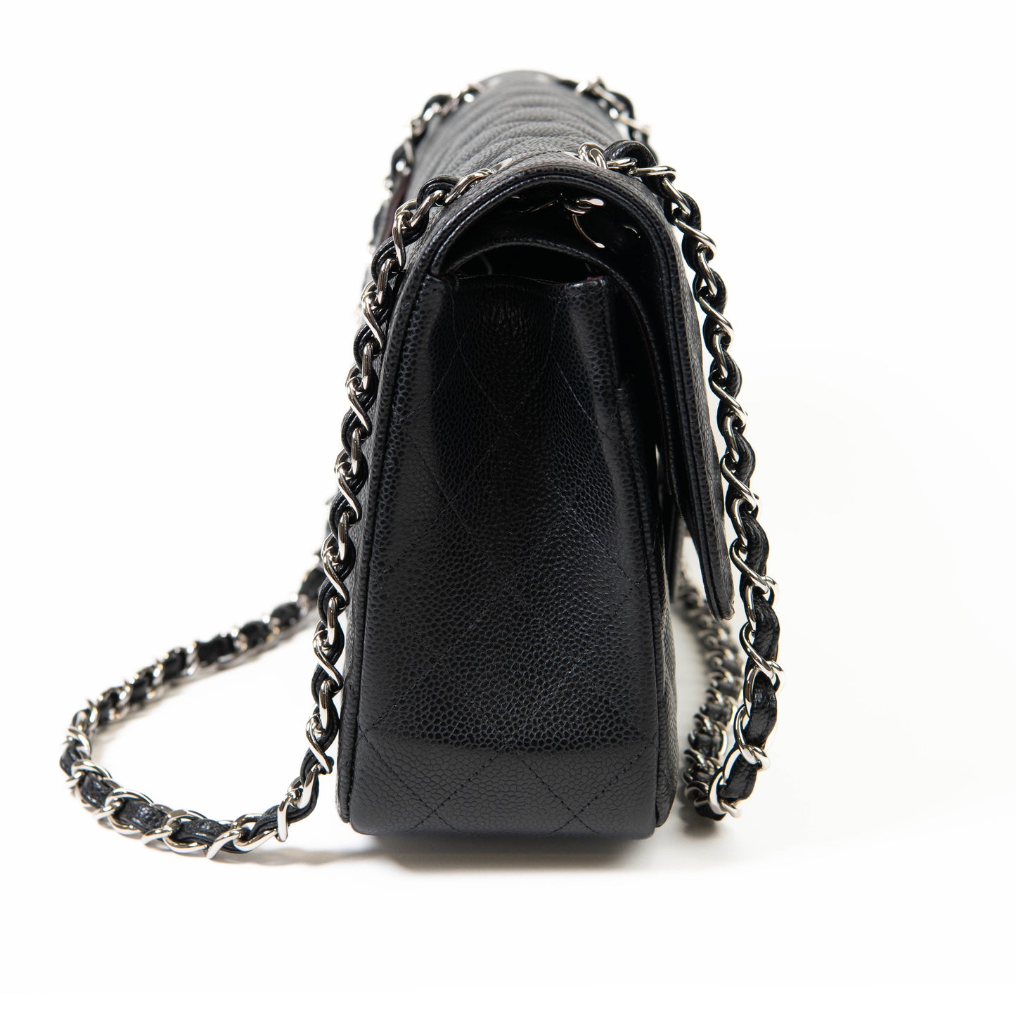 Chanel Black Quilted Caviar Leather Jumbo Classic Double Flap Shoulder Bag GHW