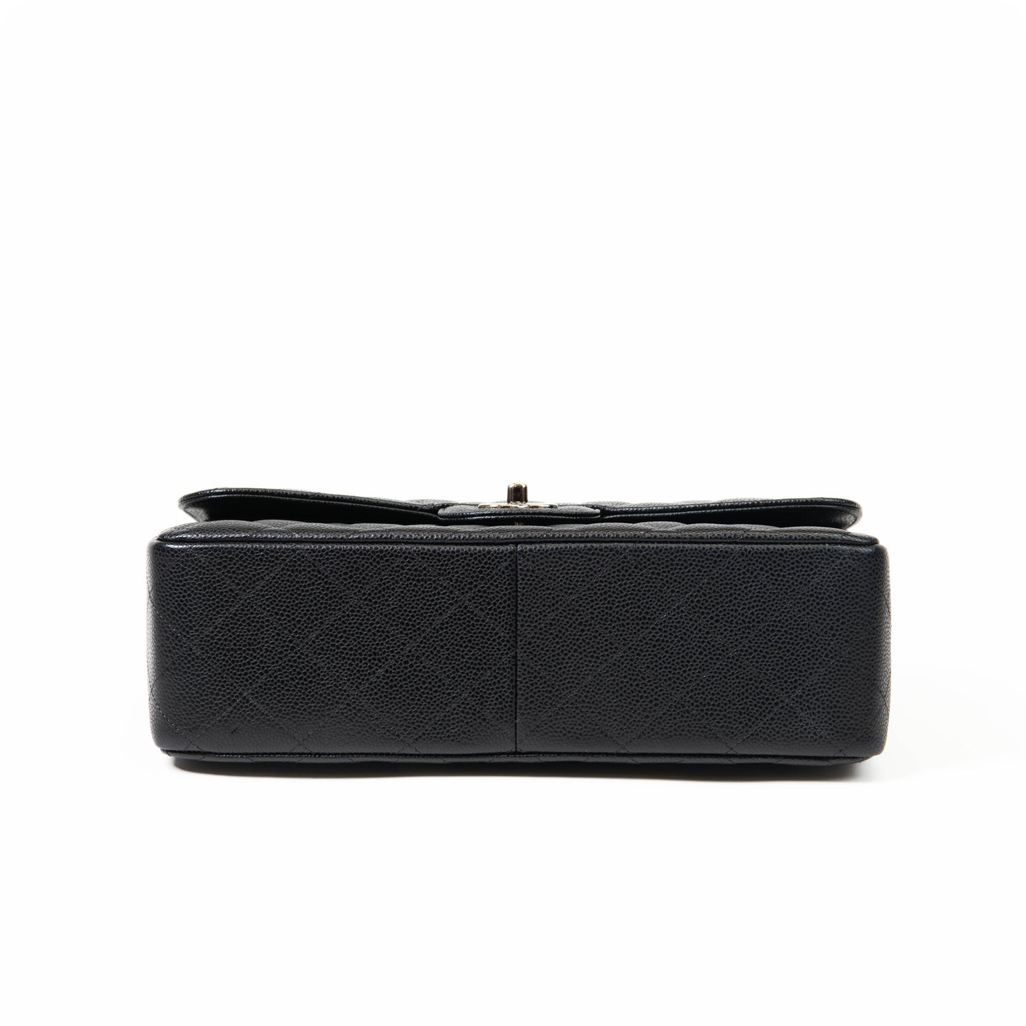 Chanel Black Quilted Caviar Leather Jumbo Classic Double Flap Shoulder Bag GHW