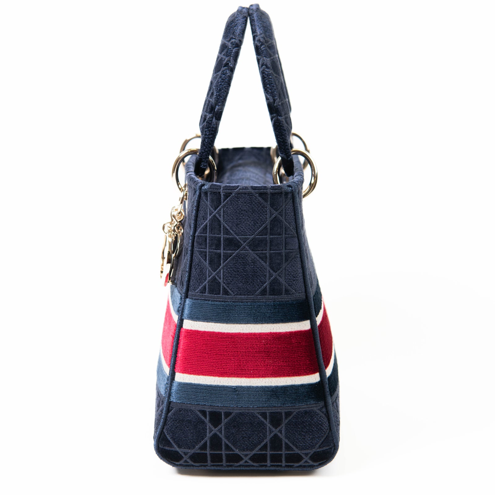 Christian Dior Blue Velvet Cannage Medium Lady D-Lite Christian Dior Blue Velvet Cannage Medium Lady D-Lite
