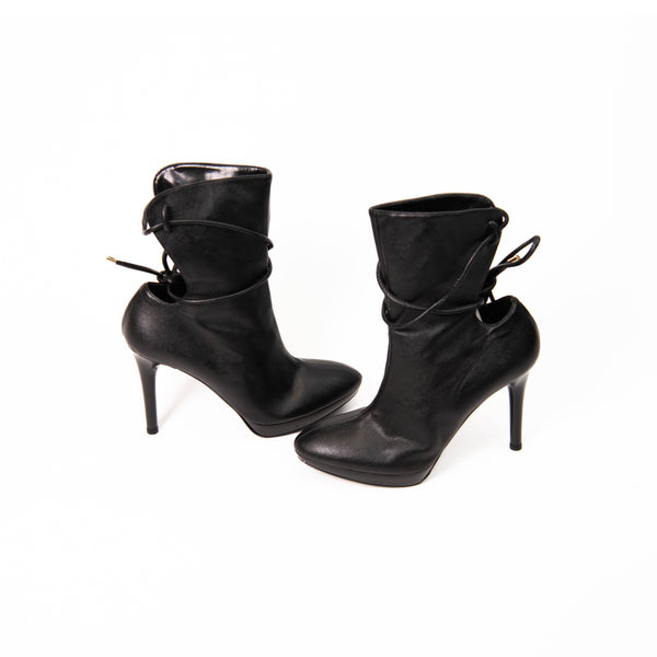 Stella McCartney Black Vegan Leather Cutout Boots Size 38.5