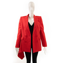 Alexander McQueen Red Wool Double Breasted Blazer Size 42