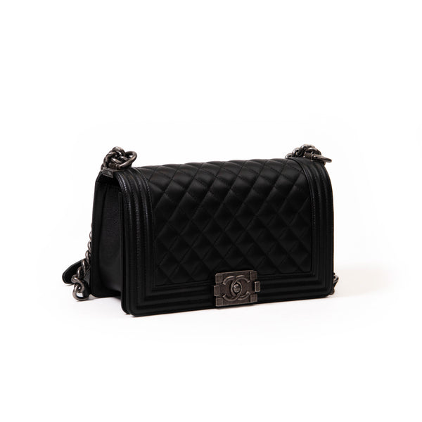 Chanel Small Black Caviar Leather Boy Shoulder Bag