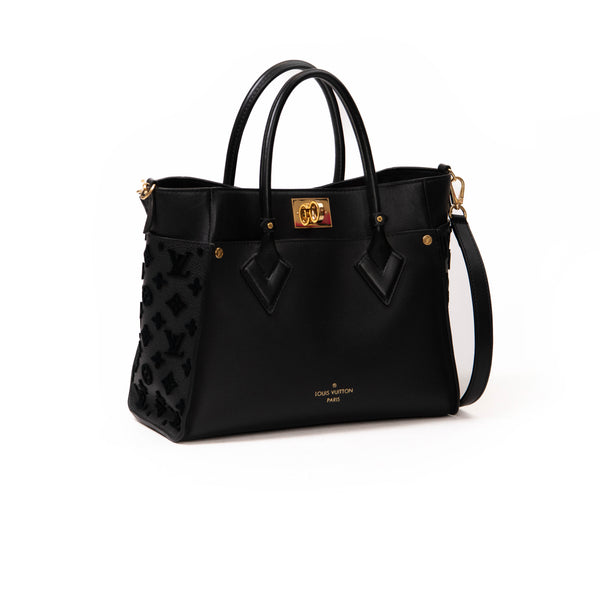 Louis Vuitton Black Nappa Leather On My Side MM Tote Bag