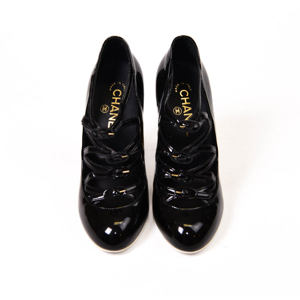 Chanel Black Patent Leather Heels Size 37