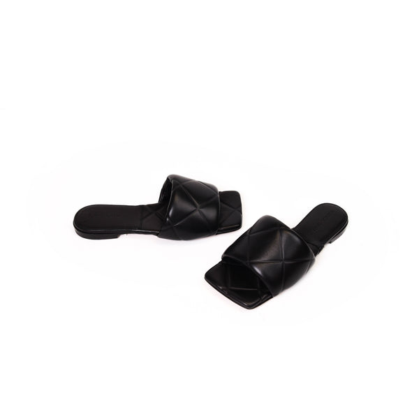 Bottega Veneta Black Leather Slides Size 36.5