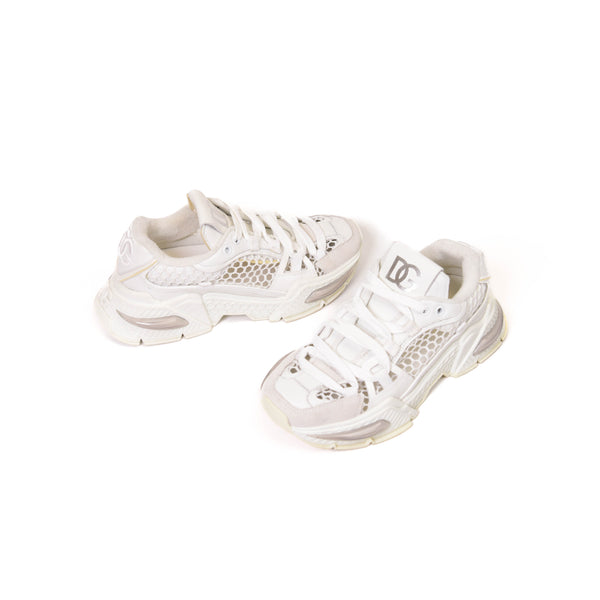 Dolce & Gabbana White Mesh Fabric Sneakers Size 7